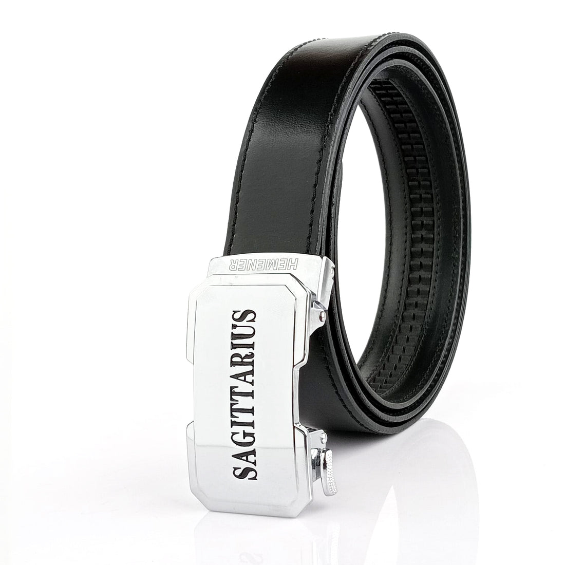 Hemener Men Sagittarius Zodiac Buckle Genuine Leather Belt