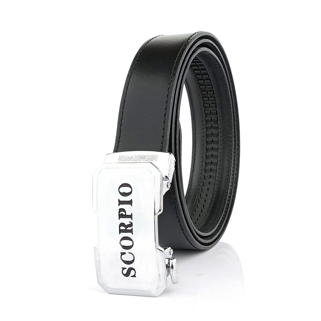 Hemener Men  Scorpio  Zodiac Buckle Genuine  Leather Belt