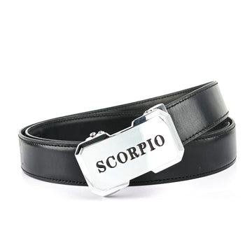 Hemener Men  Scorpio  Zodiac Buckle Genuine  Leather Belt