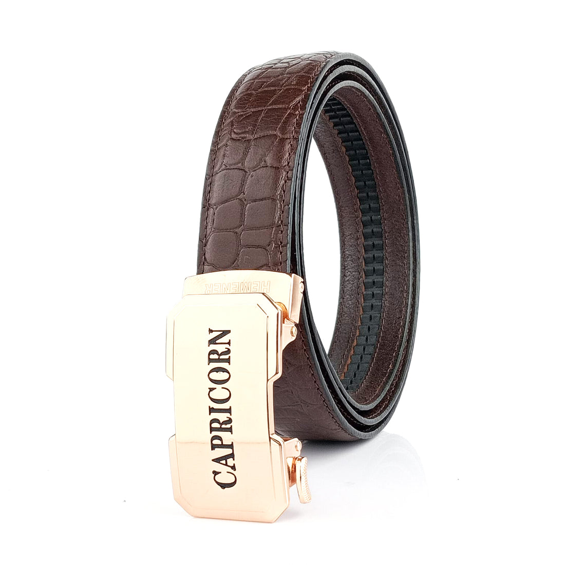 Hemener Men Capricorn Zodiac Buckle Genuine  Leather Belt