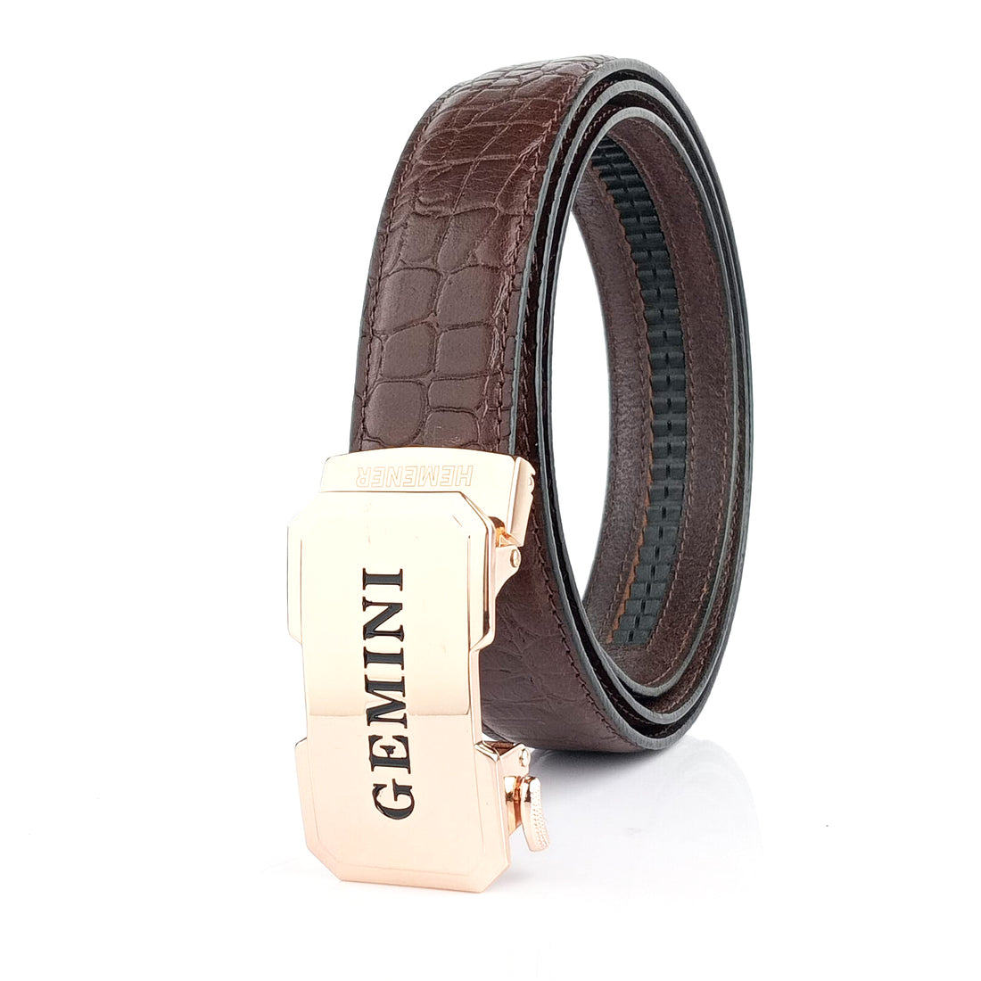 Hemener Men Gemini Zodiac Buckle Genuine  Leather Belt