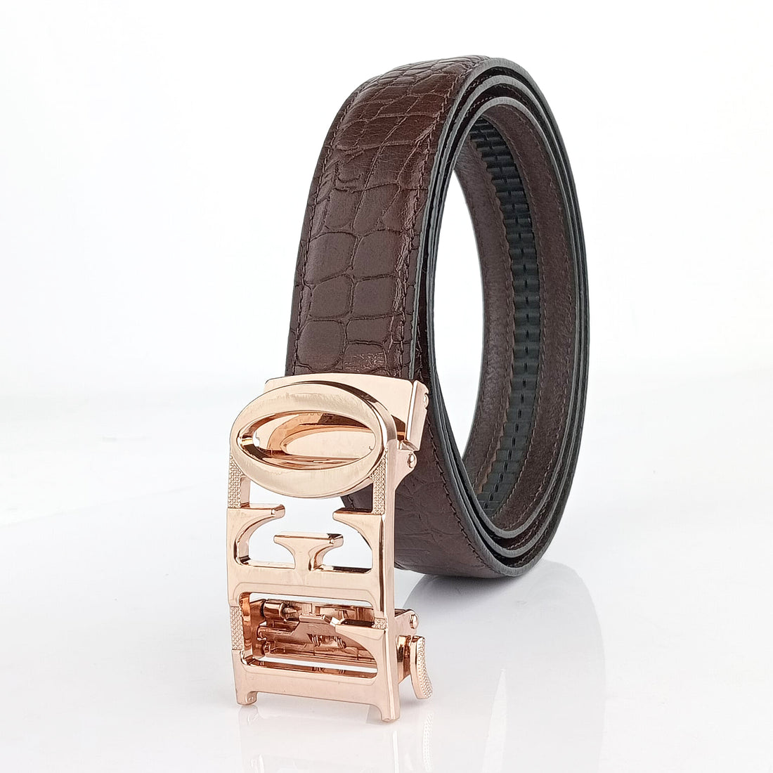 Hemener Men Leo Zodiac Buckle Genuine  Leather Belt