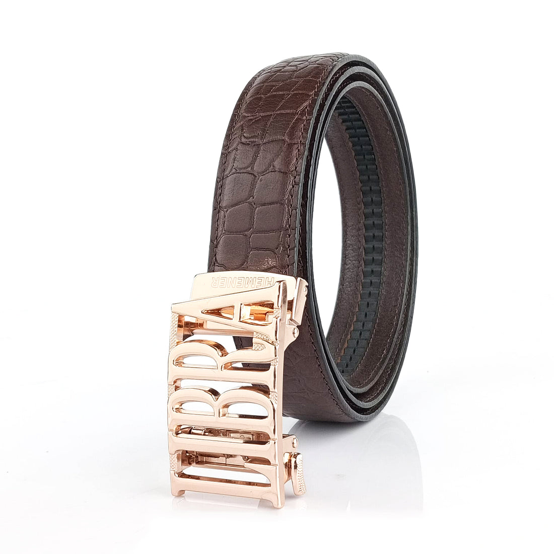 Hemener Men Libra Zodiac Buckle Genuine  Leather Belt