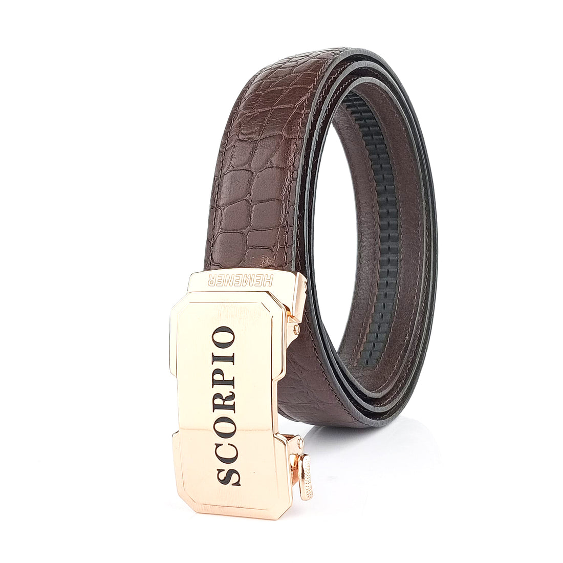 Hemener Men Scorpio Zodiac Buckle Genuine  Leather Belt