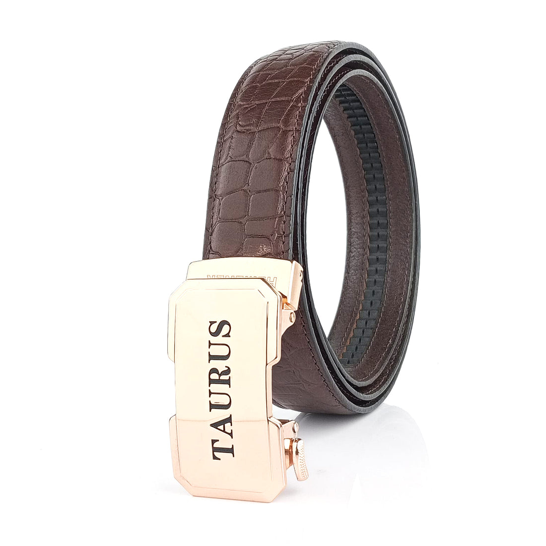 Hemener Men Taurus Zodiac Buckle Genuine  Leather Belt