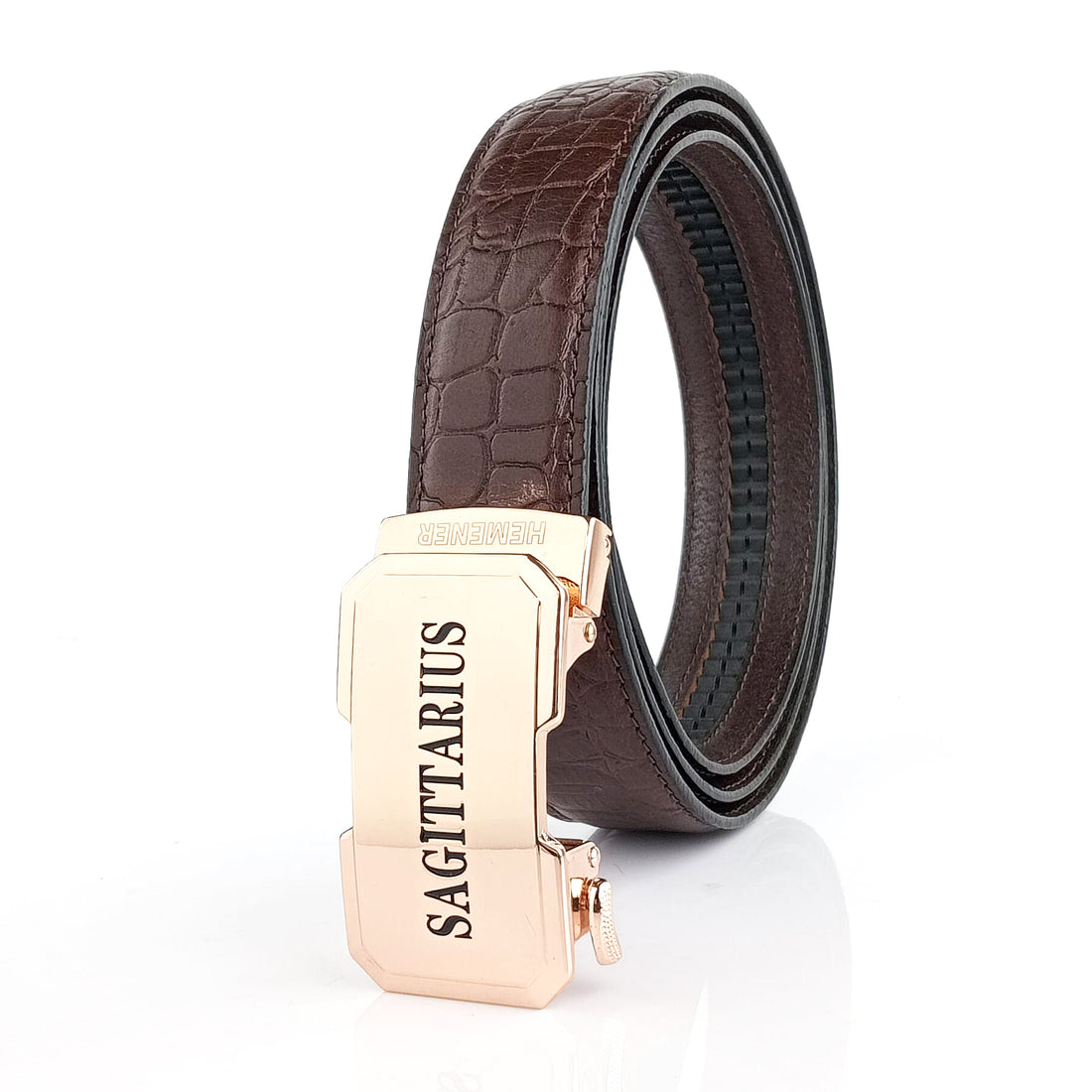 Hemener Men  Sagittarius  Zodiac Buckle Genuine  Leather Belt