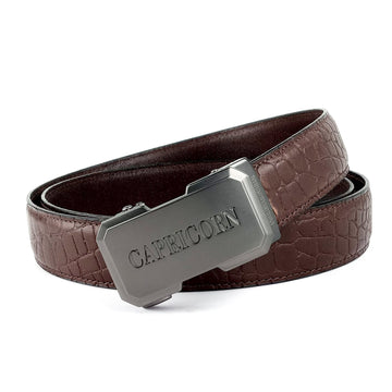 Hemener Men Capricorn Zodiac Buckle Genuine  Leather Belt