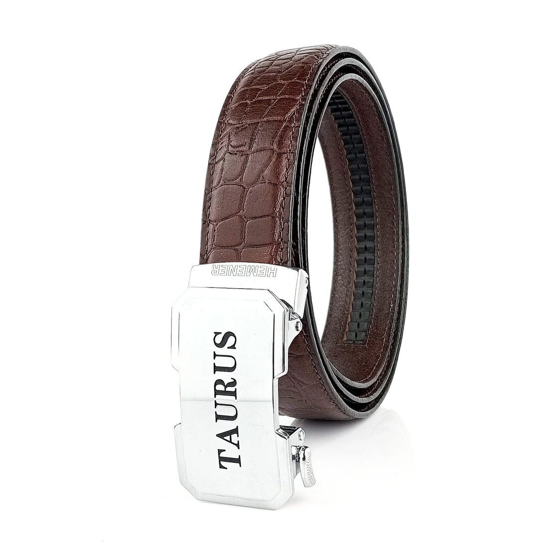 Hemener Men Taurus Zodiac Buckle Genuine  Leather Belt