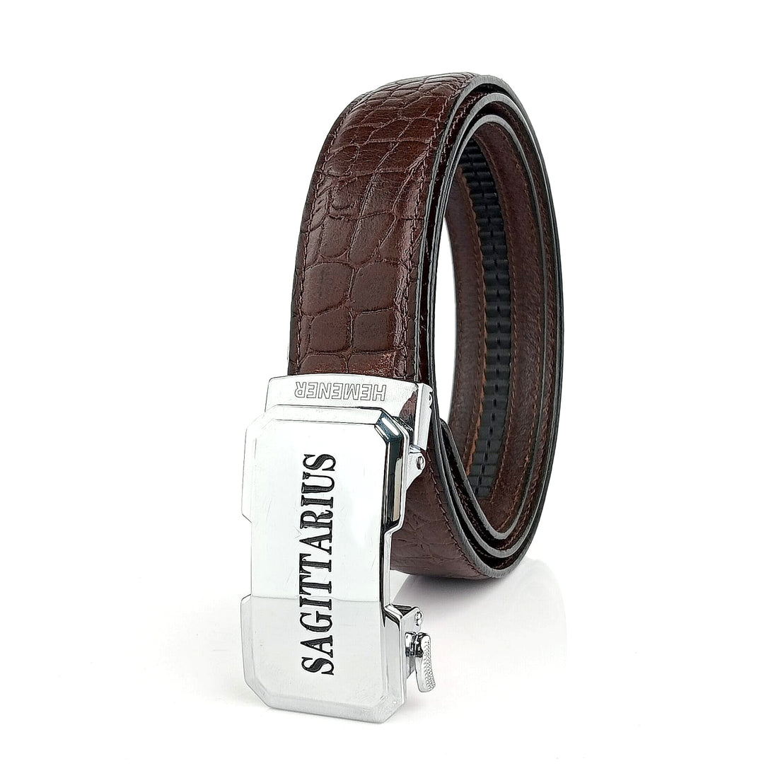 Hemener Men  Sagittarius  Zodiac Buckle Genuine  Leather Belt