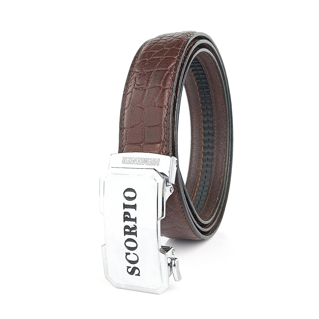 Hemener Men Scorpio Zodiac Buckle Genuine  Leather Belt