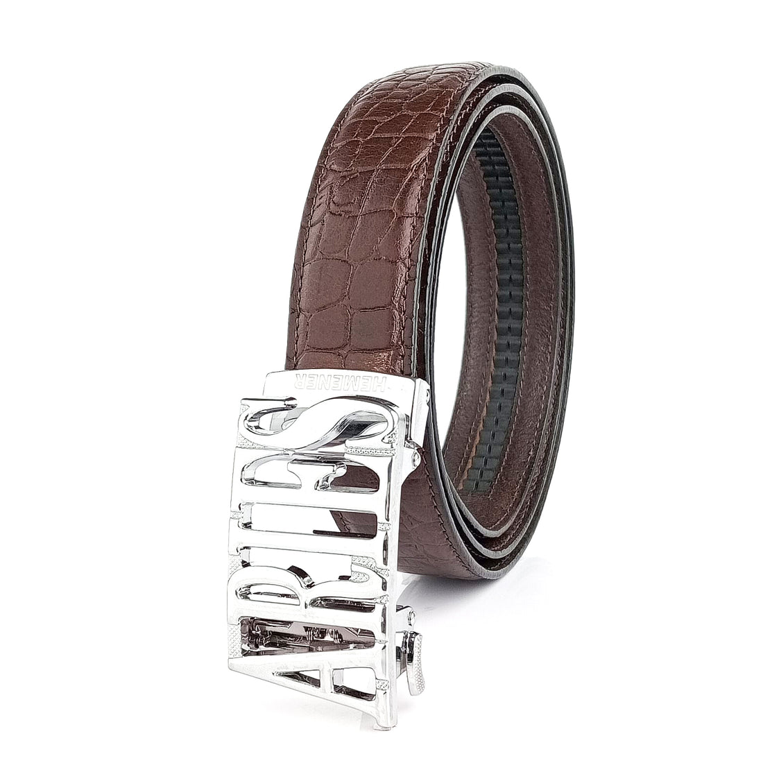 Hemener Men Aries Zodiac Buckle Genuine  Leather Belt