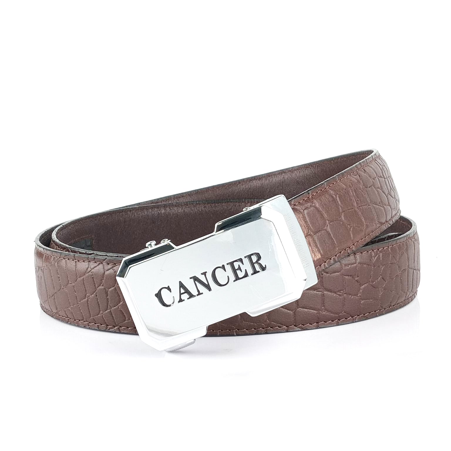 Hemener Men Cancer Zodiac Buckle Genuine  Leather Belt