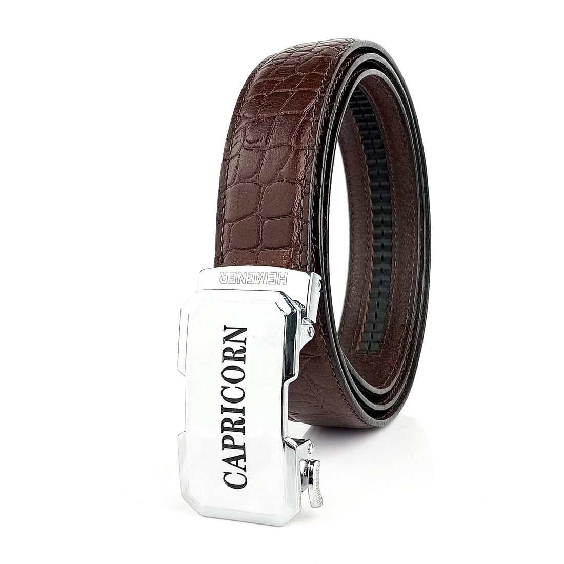 Hemener Men Capricorn Zodiac Buckle Genuine  Leather Belt