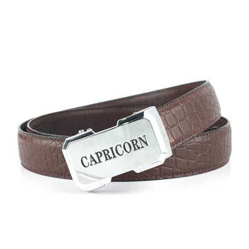 Hemener Men Capricorn Zodiac Buckle Genuine  Leather Belt