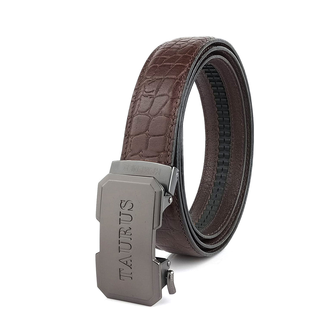 Hemener Men Taurus Zodiac Buckle Genuine  Leather Belt