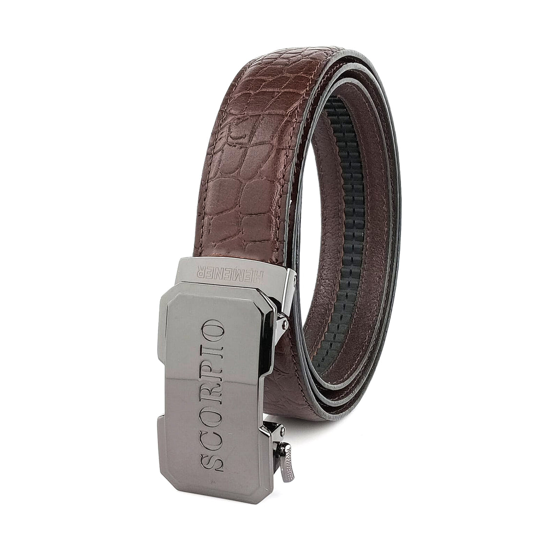 Hemener Men Scorpio Zodiac Buckle Genuine  Leather Belt