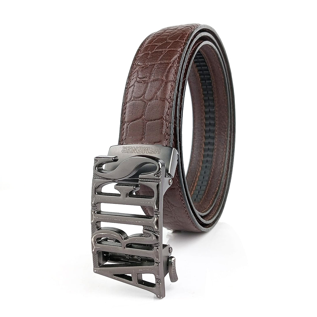 Hemener Men Aries Zodiac Buckle Genuine  Leather Belt