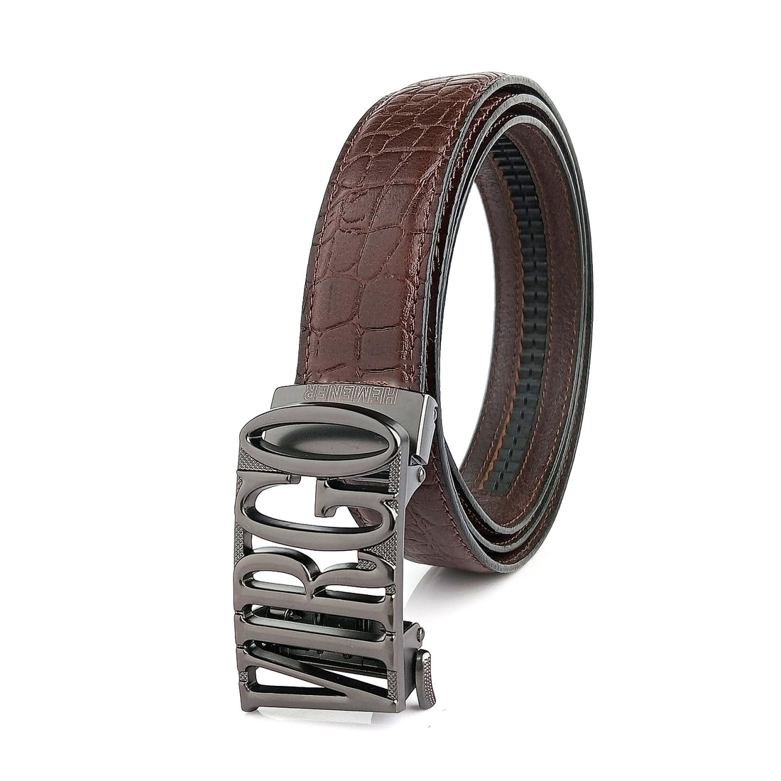 Hemener Men Virgo Zodiac Buckle Genuine  Leather Belt