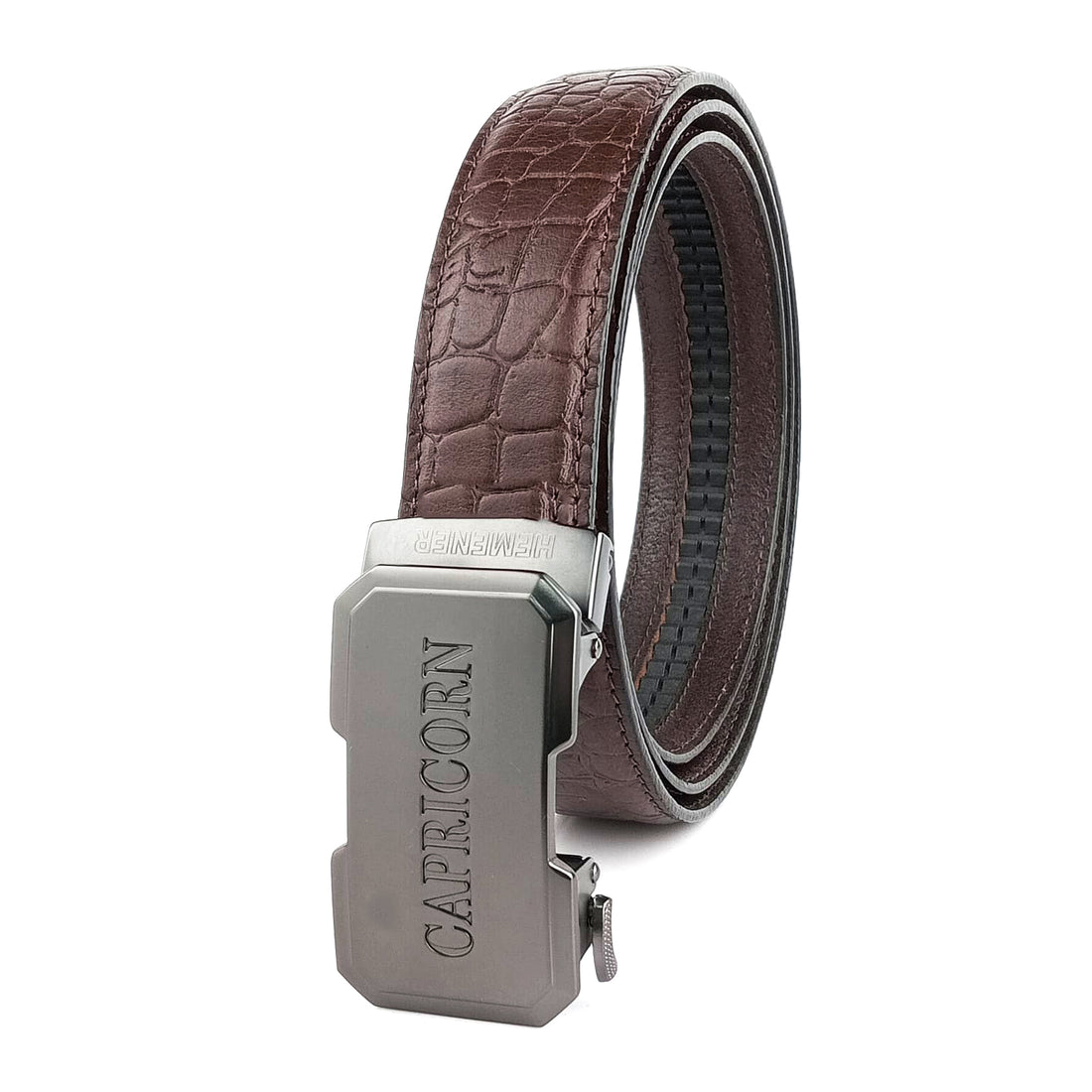 Hemener Men Capricorn Zodiac Buckle Genuine  Leather Belt