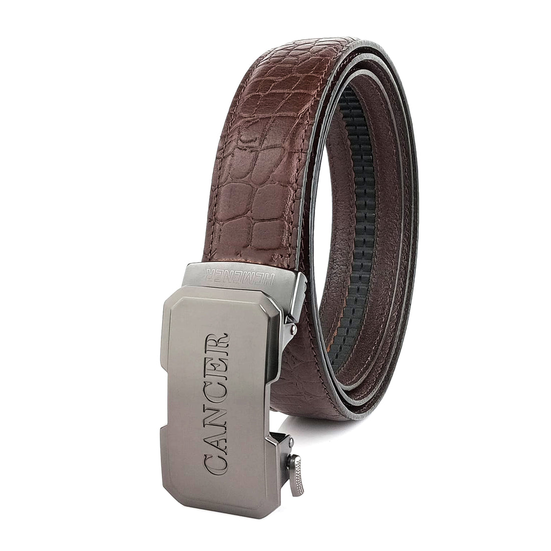 Hemener Men Cancer Zodiac Buckle Genuine  Leather Belt