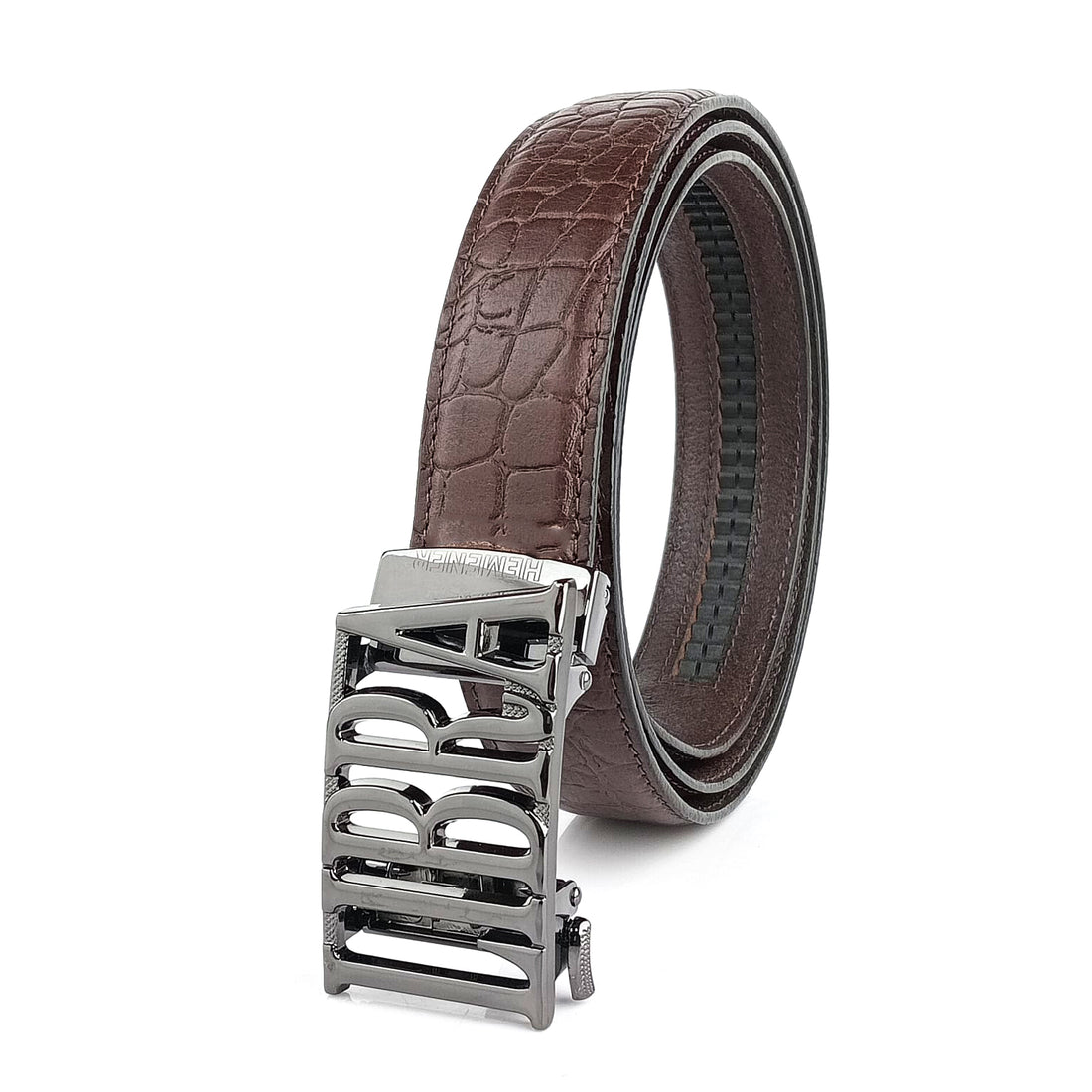 Hemener Men Libra Zodiac Buckle Genuine  Leather Belt