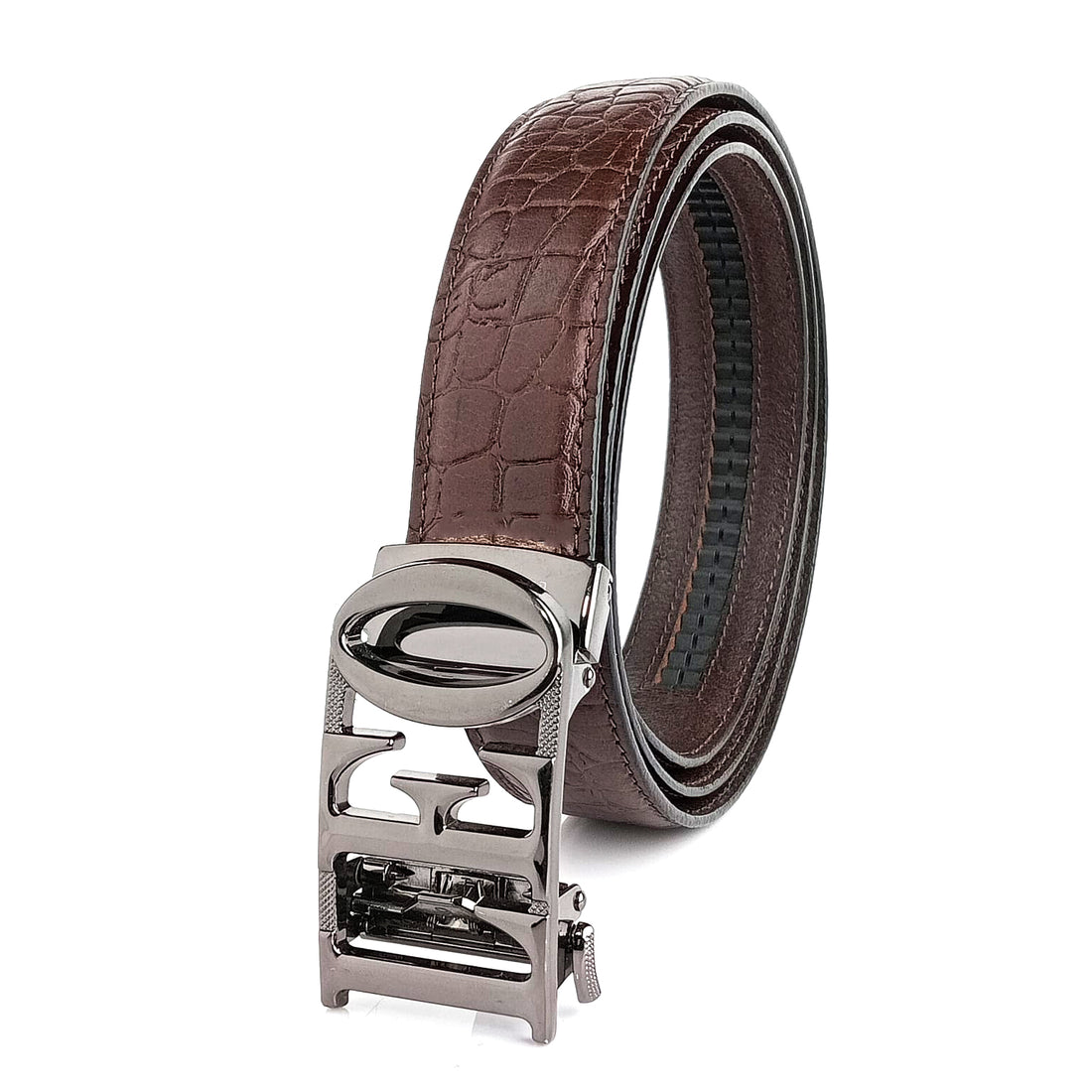 Hemener Men Leo Zodiac Buckle Genuine  Leather Belt