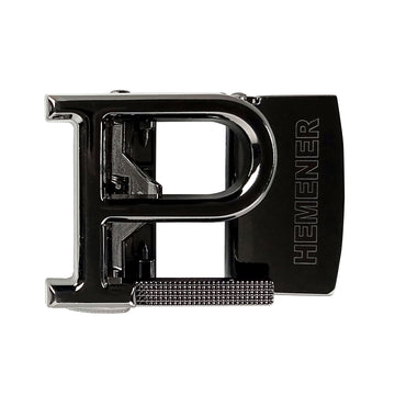 Hemener Men P Letter Metal Auto Grip Black Glossy Buckle