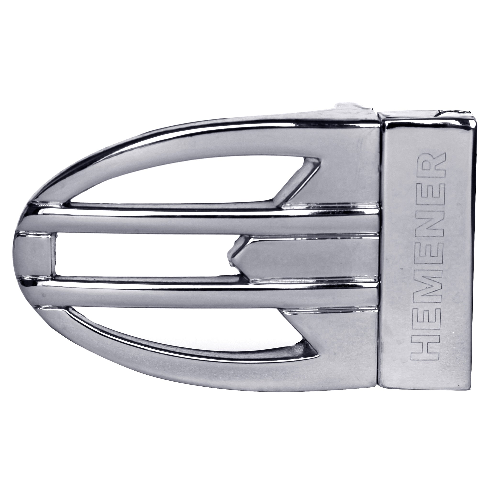 Hemener Men Metal Pin Hole Silver Glossy Buckle