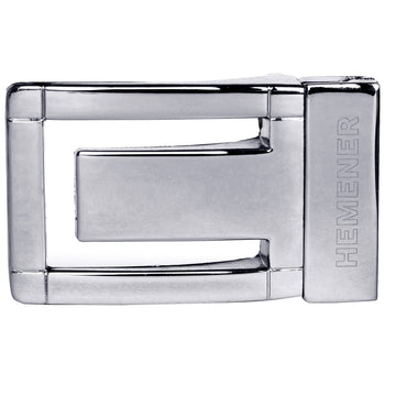 Hemener Men Metal Pin Hole Silver Glossy Buckle