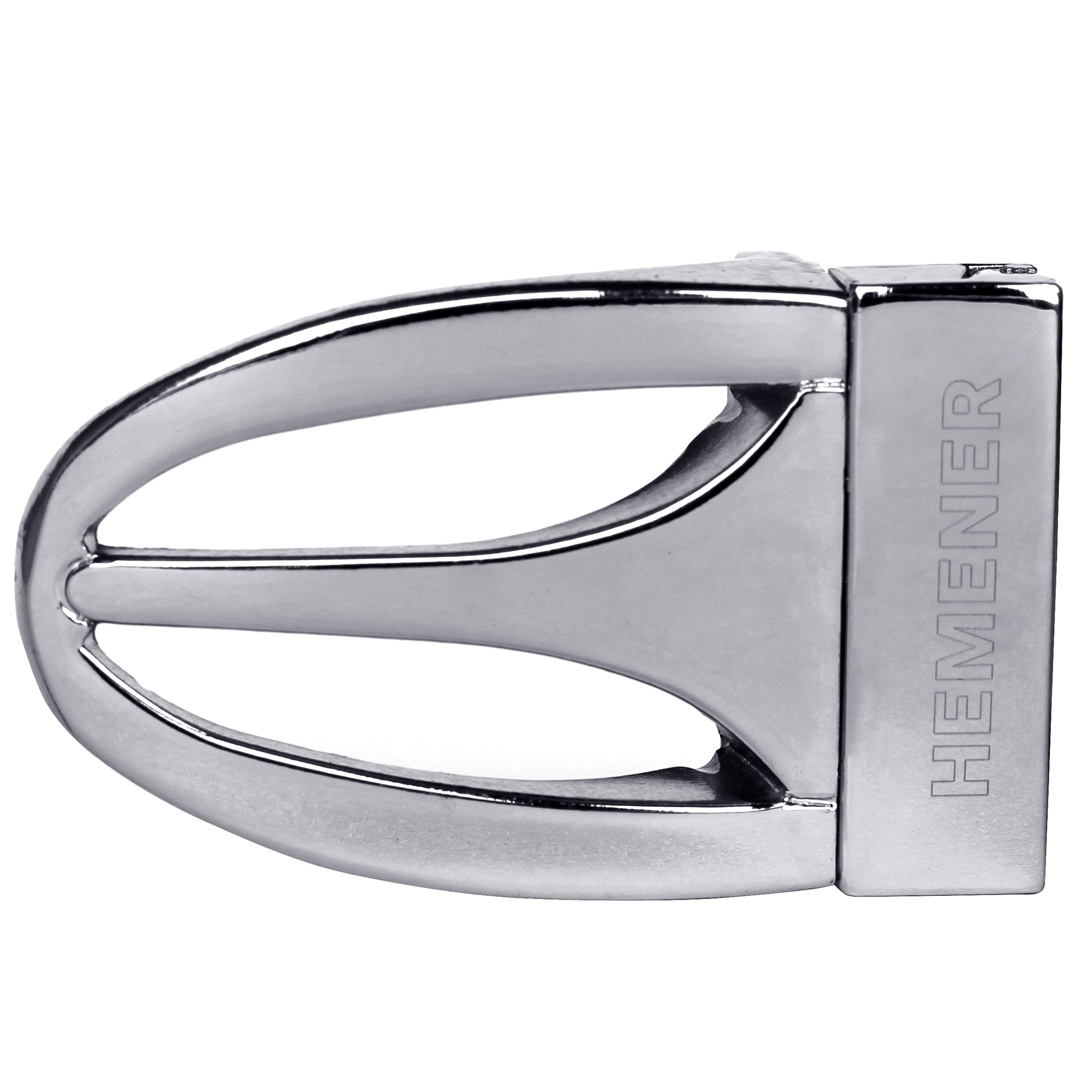 Hemener Men Metal Pin Hole Silver Glossy Buckle