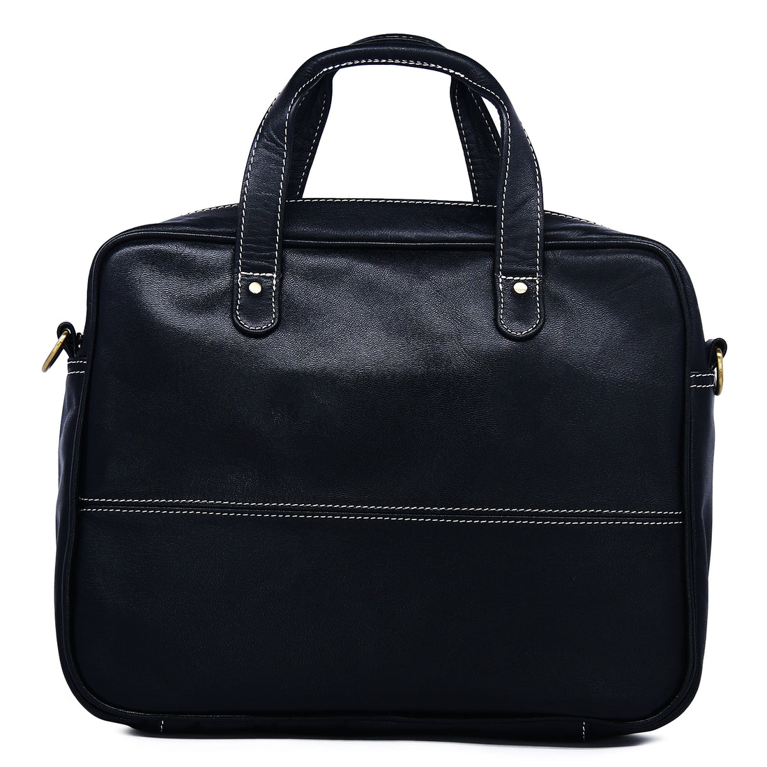 Hemener Black Genuine Leather Laptop Bag