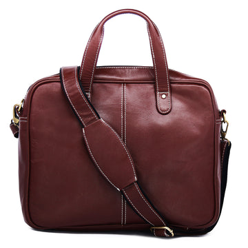 Hemener Brown Genuine Leather Laptop Bag