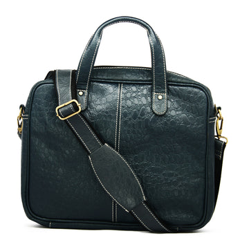 Hemener Dark Blue Genuine Leather Laptop Bag