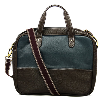 Hemener Blue Genuine Leather Laptop Bag