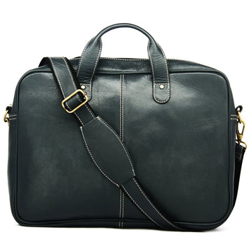 Hemener Blue Genuine Leather Laptop Bag