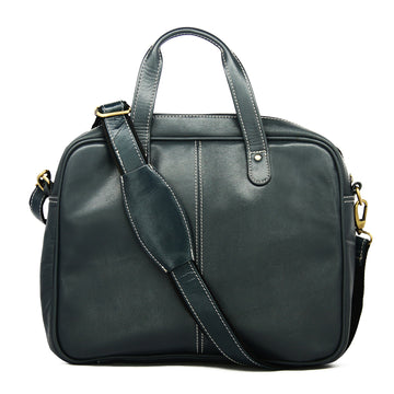 Hemener Blue Genuine Leather Laptop Bag