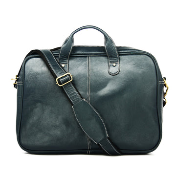 Hemener Blue Genuine Leather Laptop Bag