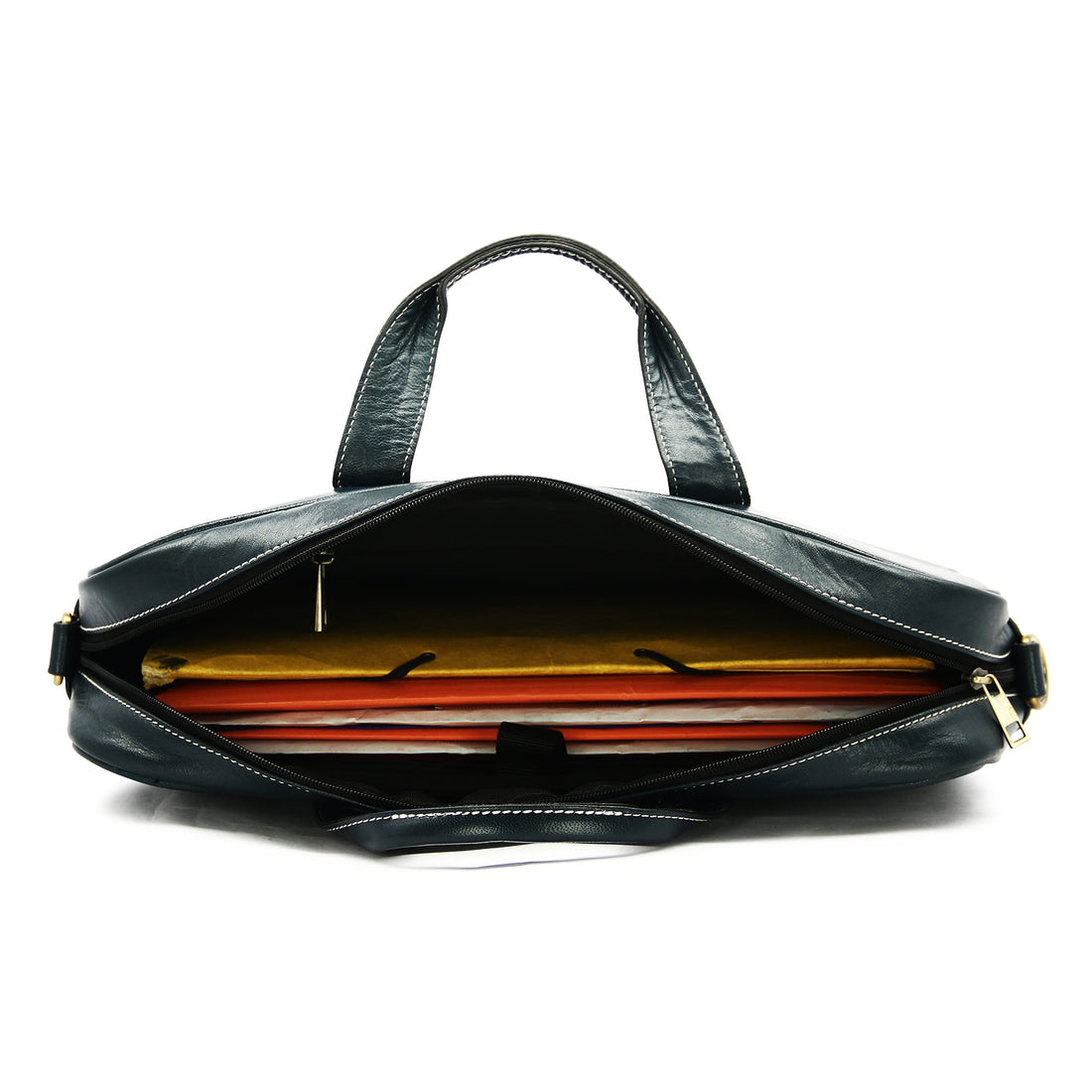 Hemener Blue Genuine Leather Laptop Bag