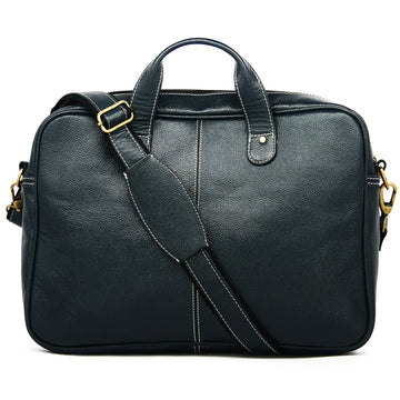 Hemener Blue Genuine Leather Laptop Bag