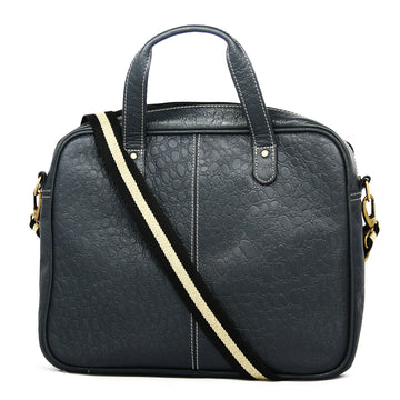 Hemener Blue Croc Pattern Genuine Leather Laptop Bag