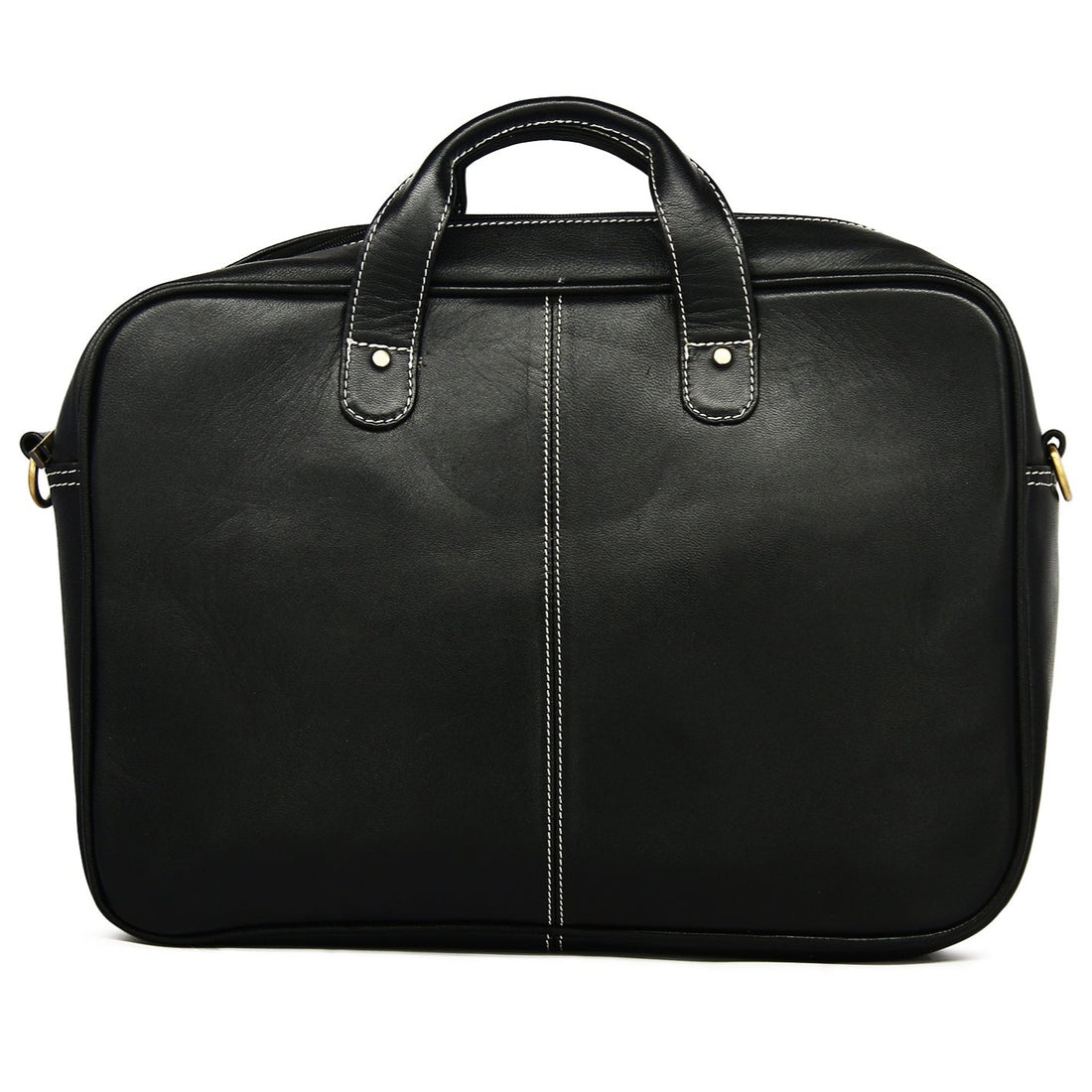 Hemener Black Genuine Leather Laptop Bag