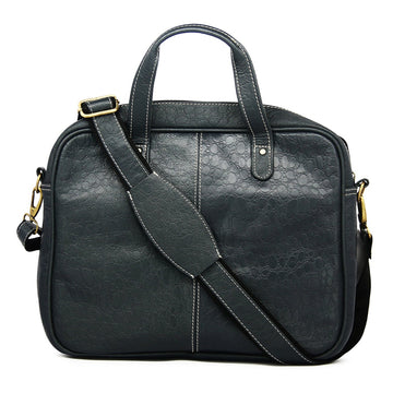 Hemener Black Genuine Leather Laptop Bag