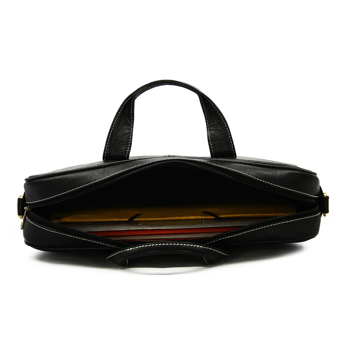 Hemener Black Genuine Leather Laptop Bag