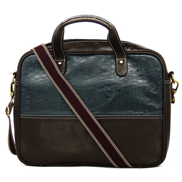 Hemener Blue Genuine Leather Laptop Bag