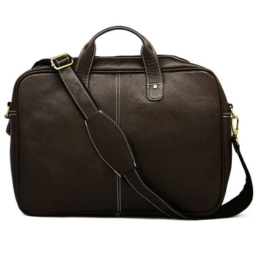 Hemener Brown Genuine Leather Laptop Bag