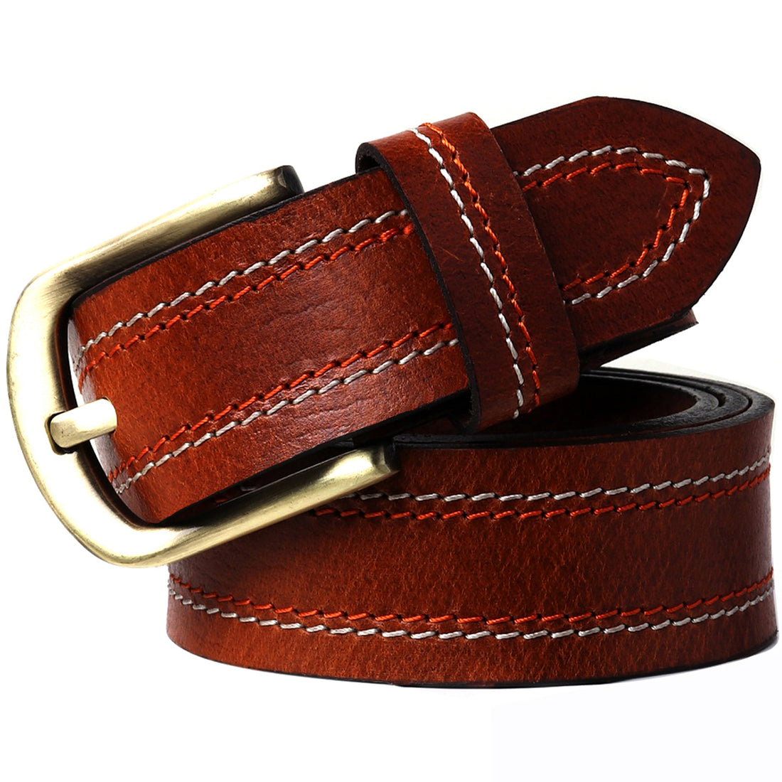 Hemener Men Dark Brown Genuine Leather Belt