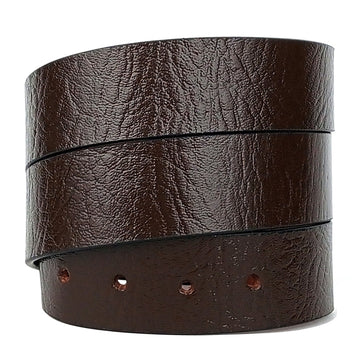 Hemener Men Pin Hole Dark Brown Genuine Leather Strap