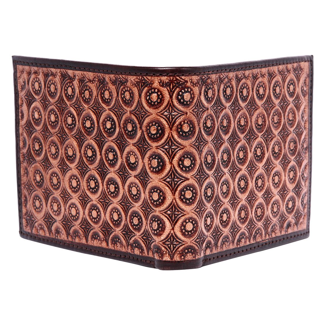 Hemener Men Brown Carved Genuine Leather Wallet