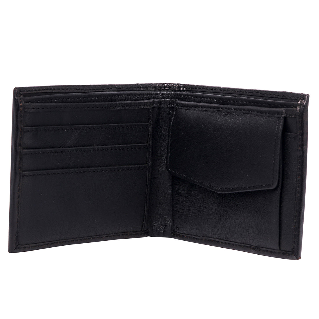 Hemener Men Black Carved Genuine Leather Wallet