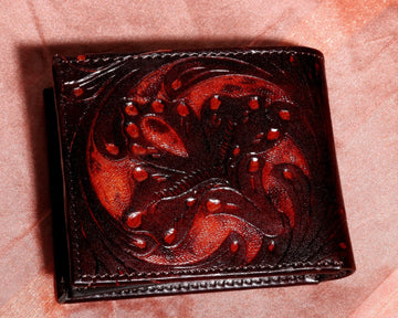 Hemener Men Black Carved Genuine Leather Wallet